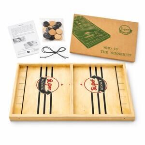 Fast Sling Puck Game Wooden Board | Table Hockey | Family Game Night